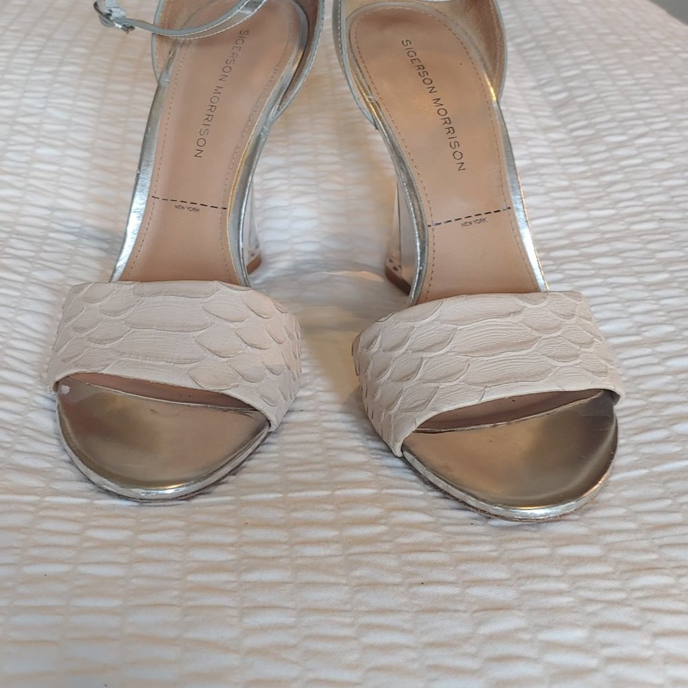 Sigerson Morrison Lucite clear heel wedge sandals sz 9 - Picture 3 of 14